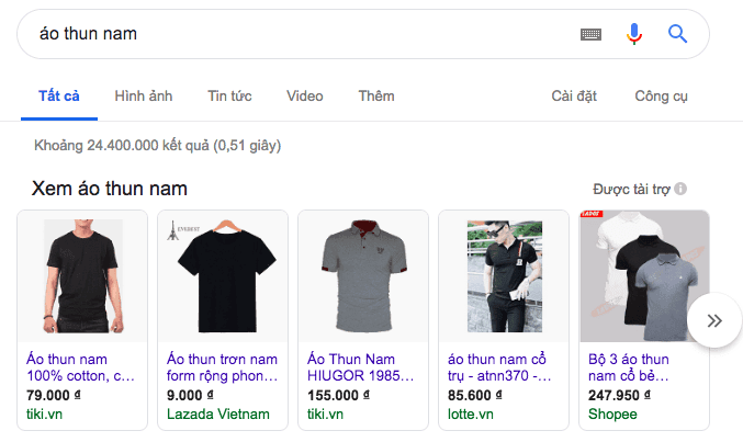 quảng cáo google shopping