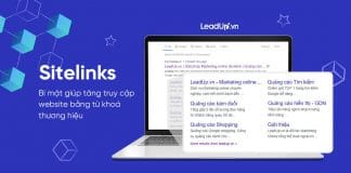 Sitelinks hiển thị với website LeadUp