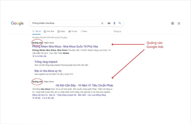 Công cụ Google Ads giúp khách hàng tìm thấy phòng khám của bạn