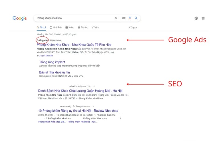 Phân biệt Google Ads và SEO