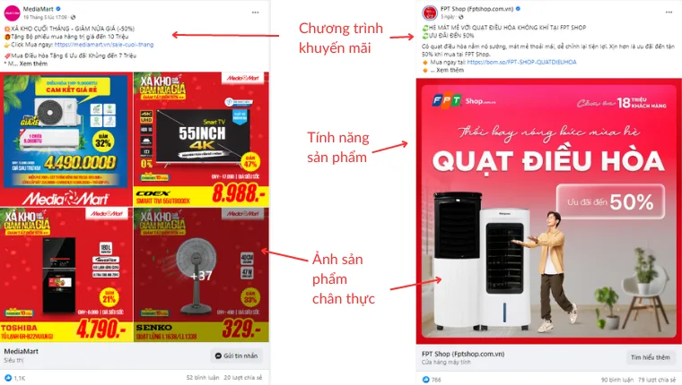 quảng cáo facebook cho cửa hàng điện tử điện lạnh