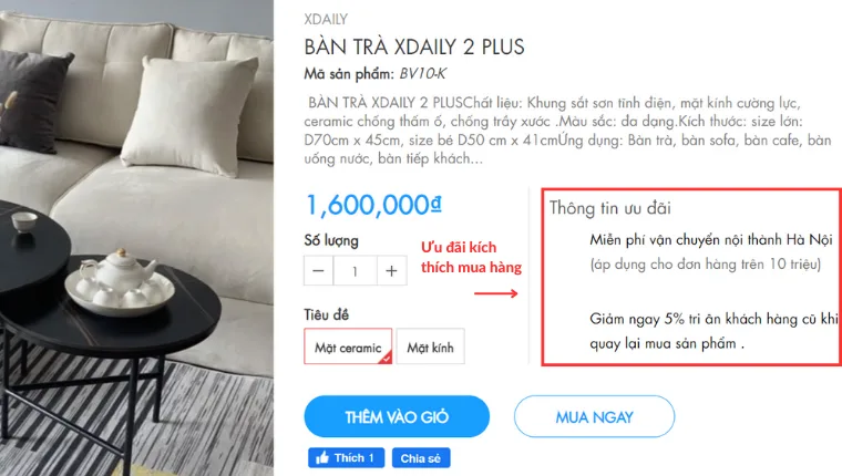 Ưu đãi kích thích mua hàng