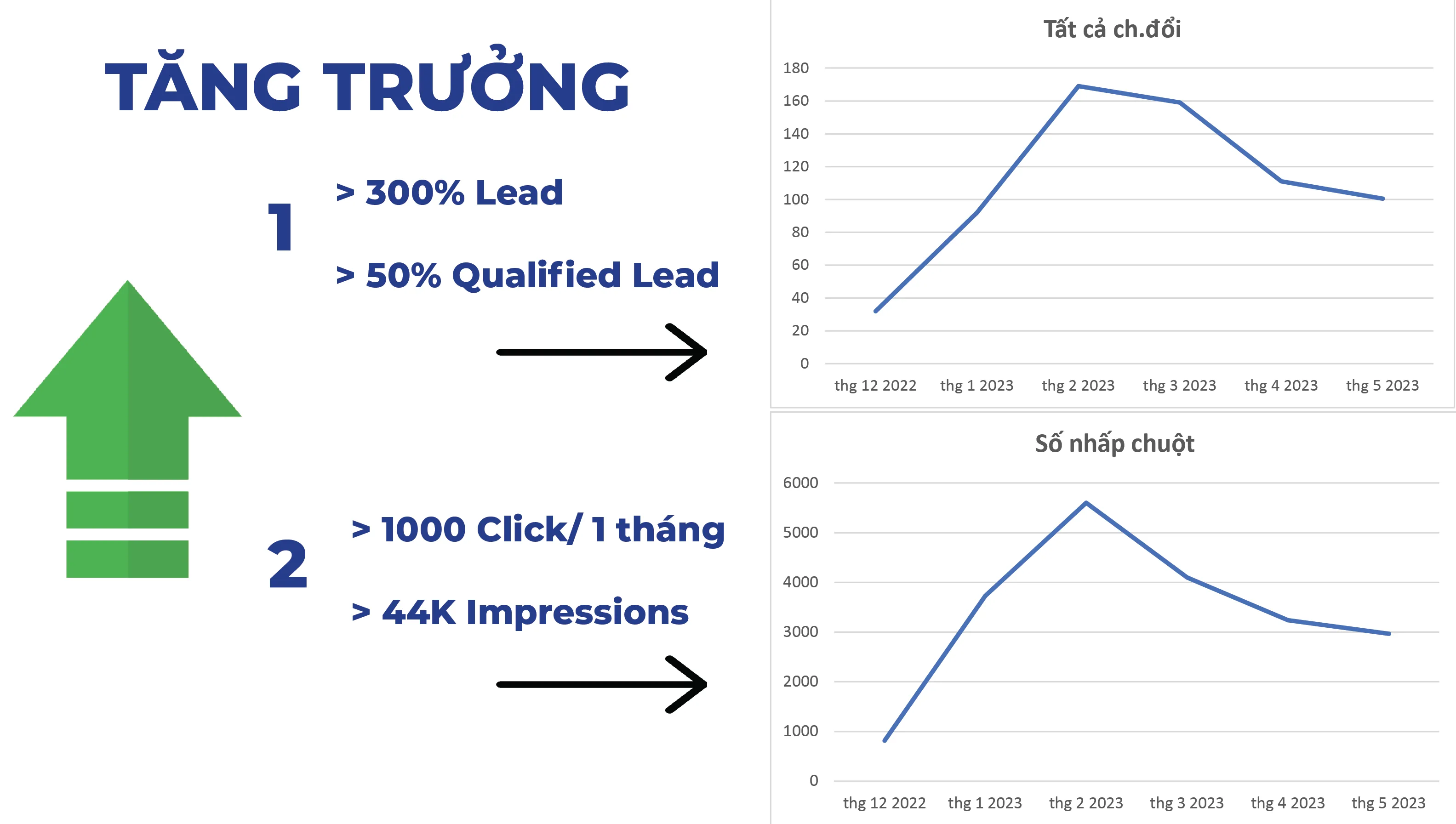Thông số tăng trưởng qua quảng cáo và SEO 