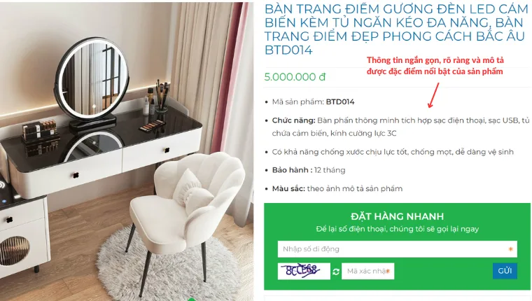 Mô tả sản phẩm Nội thất