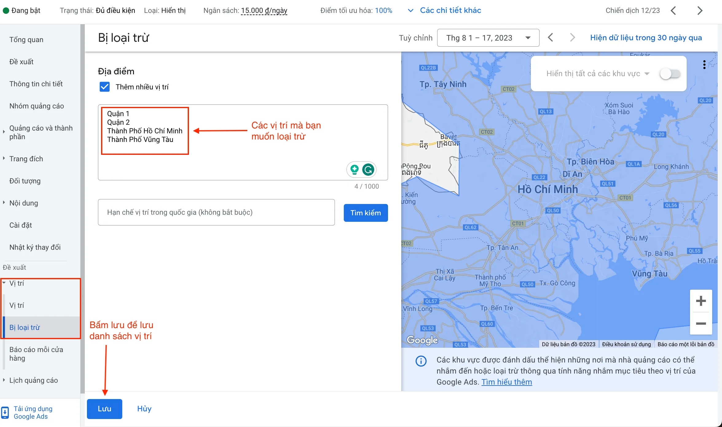 Phương pháp loại trừ vị trí địa lý có nhiều click ảo trên Google Ads