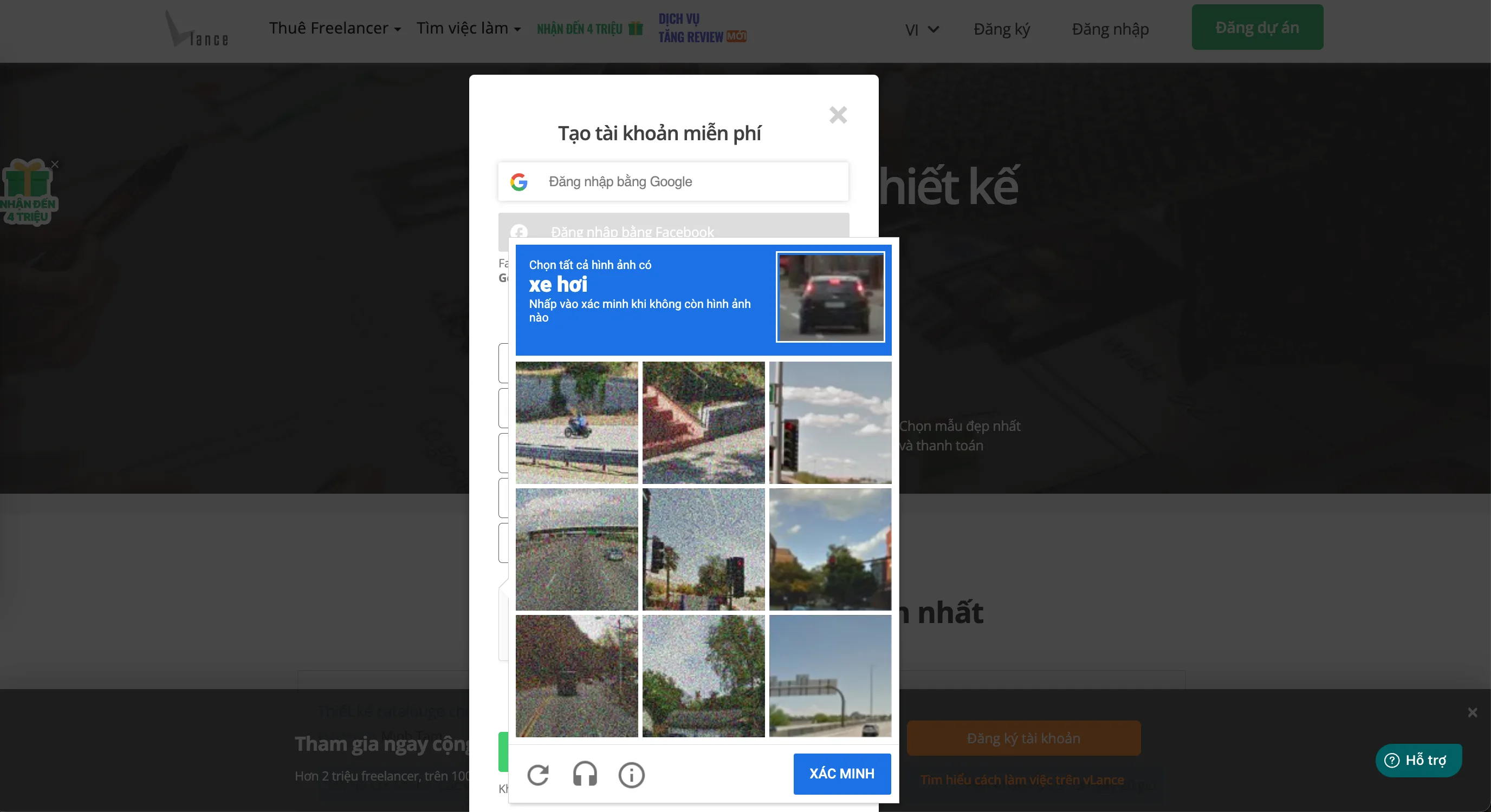 Mã Capcha hiển thị khi đăng ký tài khoản