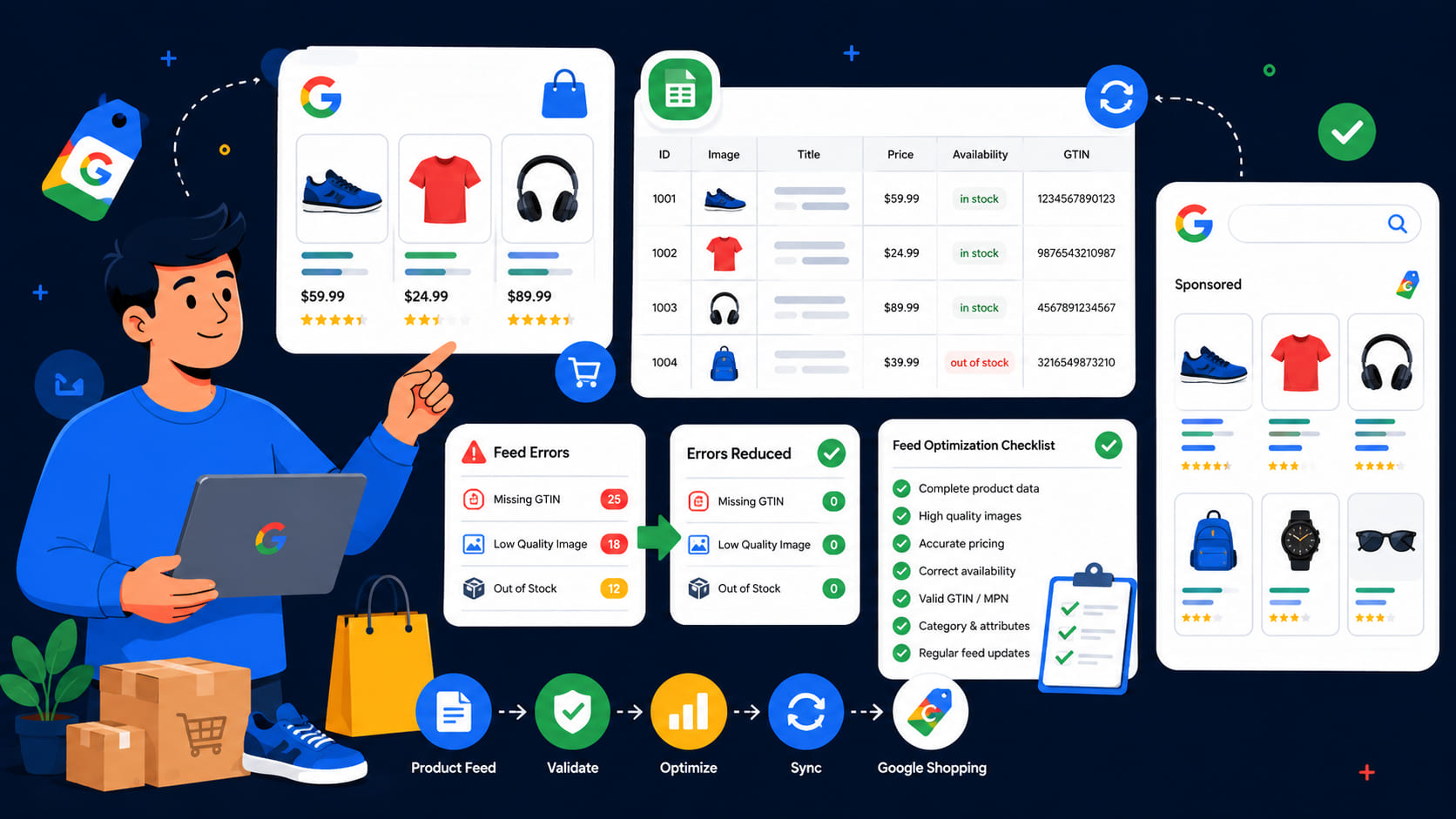 Product feed cho cấu trúc Google Shopping website bán lẻ
