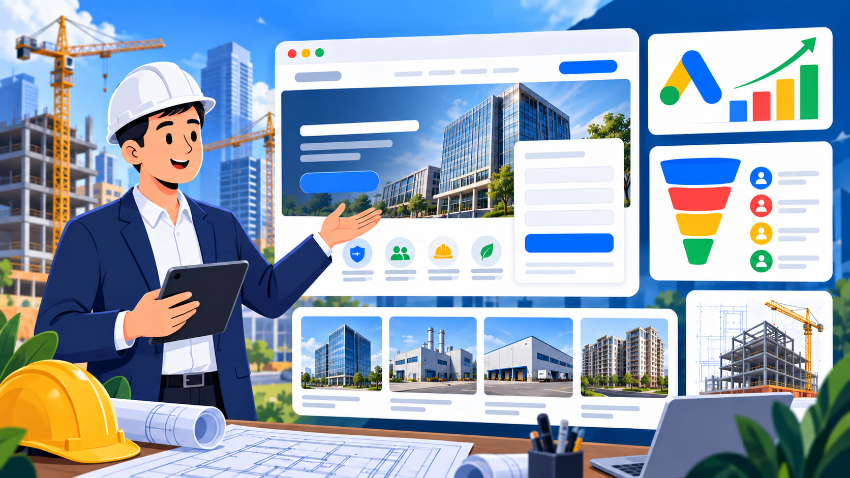 Ví dụ landing page theo ngành kỹ thuật dùng để minh họa cấu trúc trang đích