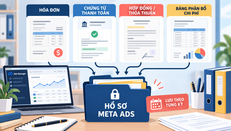 Bộ hồ sơ doanh nghiệp nên lưu khi đối soát hóa đơn Meta Ads