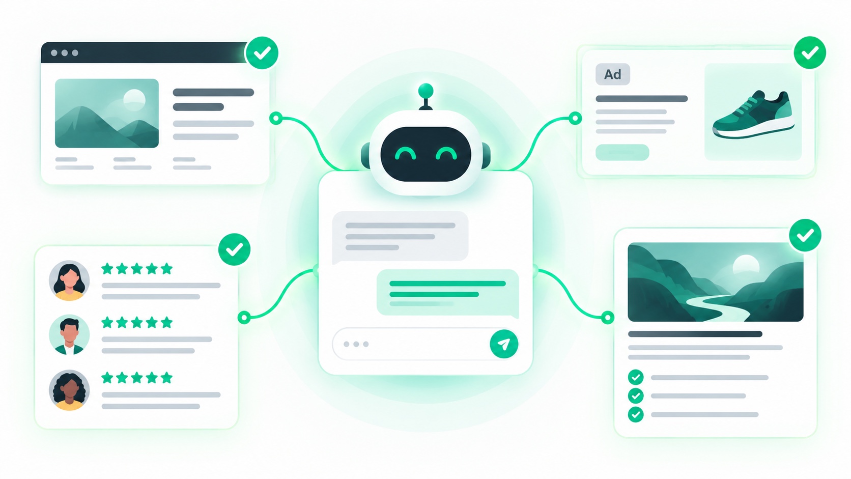 Minh họa 2D chatgpt-ads-brand-trust-ai trong hệ sinh thái ChatGPT Ads