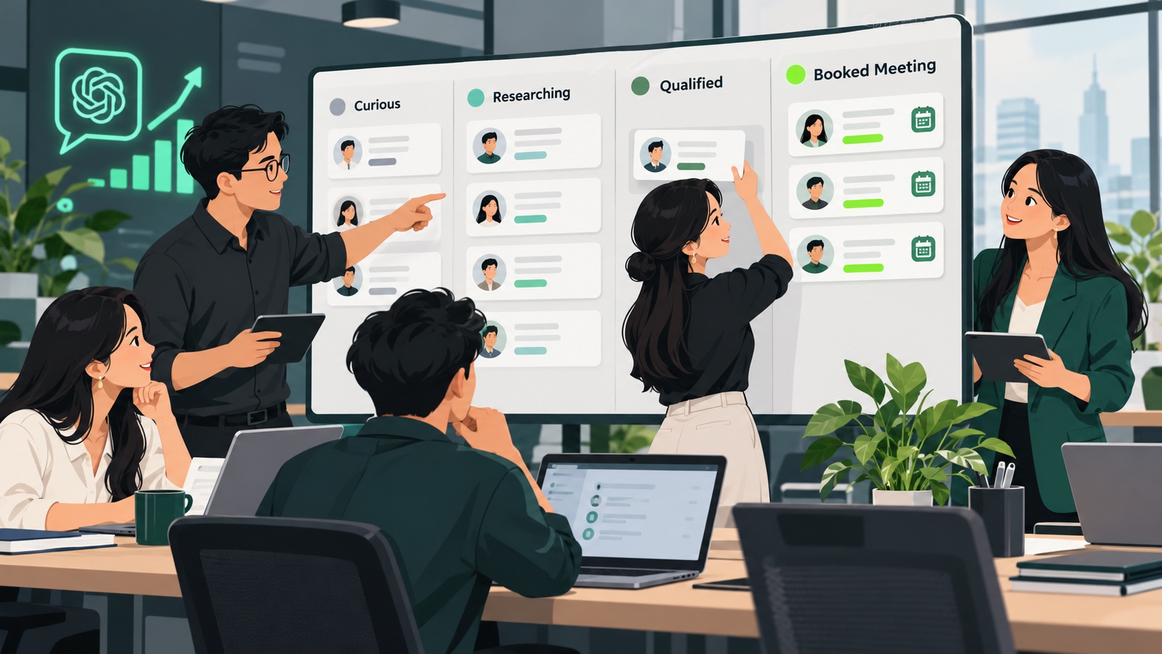 Minh họa 2D chatgpt-ads-sales-lead-triage trong hệ sinh thái ChatGPT Ads