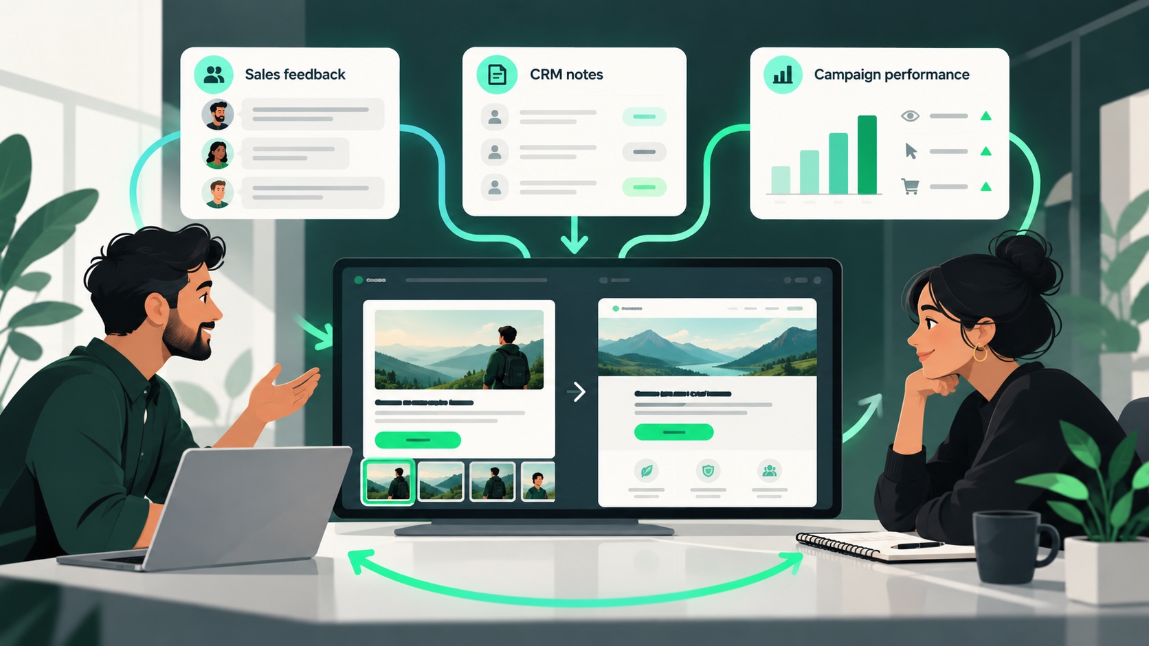 Minh họa 2D chatgpt-ads-sales-marketing-feedback trong hệ sinh thái ChatGPT Ads