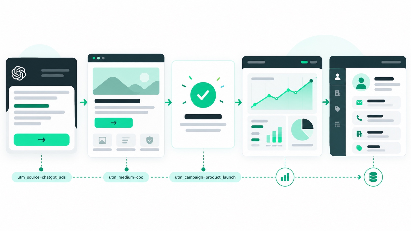 Minh họa 2D chatgpt-ads-utm-pipeline trong hệ sinh thái ChatGPT Ads