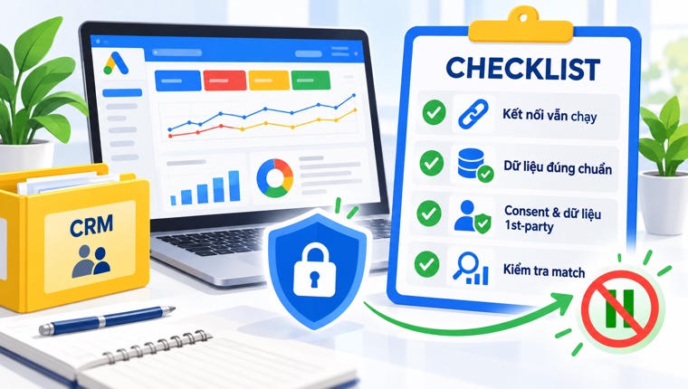 Checklist Google Ads Data Manager sau cập nhật mã hóa dữ liệu