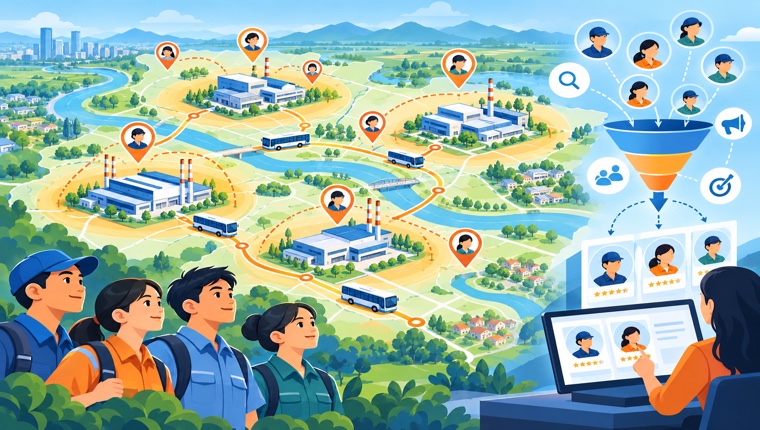 Bản đồ bán kính quảng cáo tuyển dụng quanh khu công nghiệp
