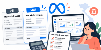 Hóa đơn Meta Ads cũ và mới được minh họa, không chứa dữ liệu thật