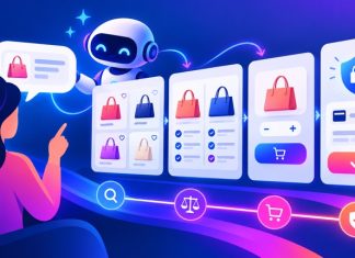 Minh họa Muse AI dẫn người dùng từ yêu cầu mua sắm đến checkout